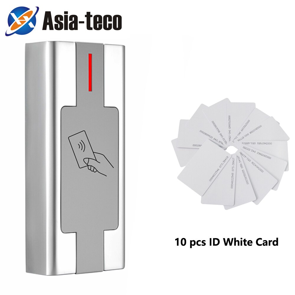 125khz RFID Metal Access Control Reader 2000 User Proximity RFID Card Reader Access Control System Waterproof IP67: H2EM AC 10 card