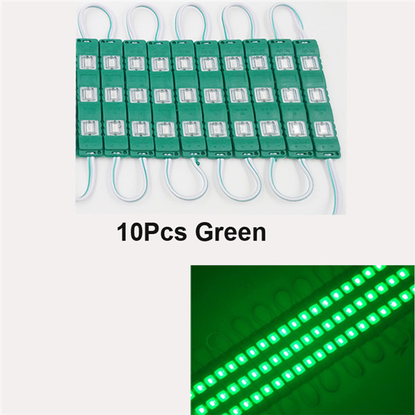 20ps 10ps ip65 5730 3 led modul vandtæt varm hvid, ren hvid, rød, grøn, blå, pink, gul sprøjtestøbningslys til  dc 12v: 10 stk grøn