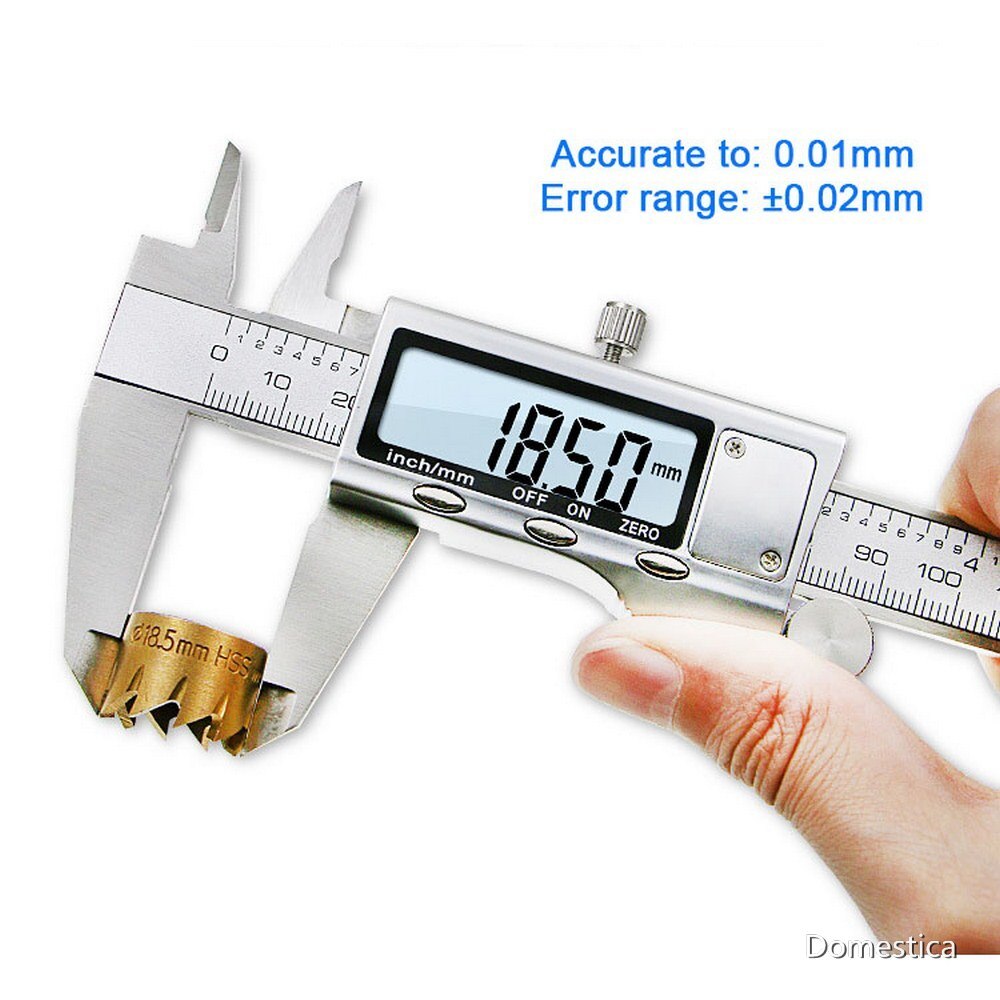 Digital Vernier Caliper Stainless Steel Electronic Caliper Micrometer Depth Gauge 1.5V Power Button Battery Measuring Tool