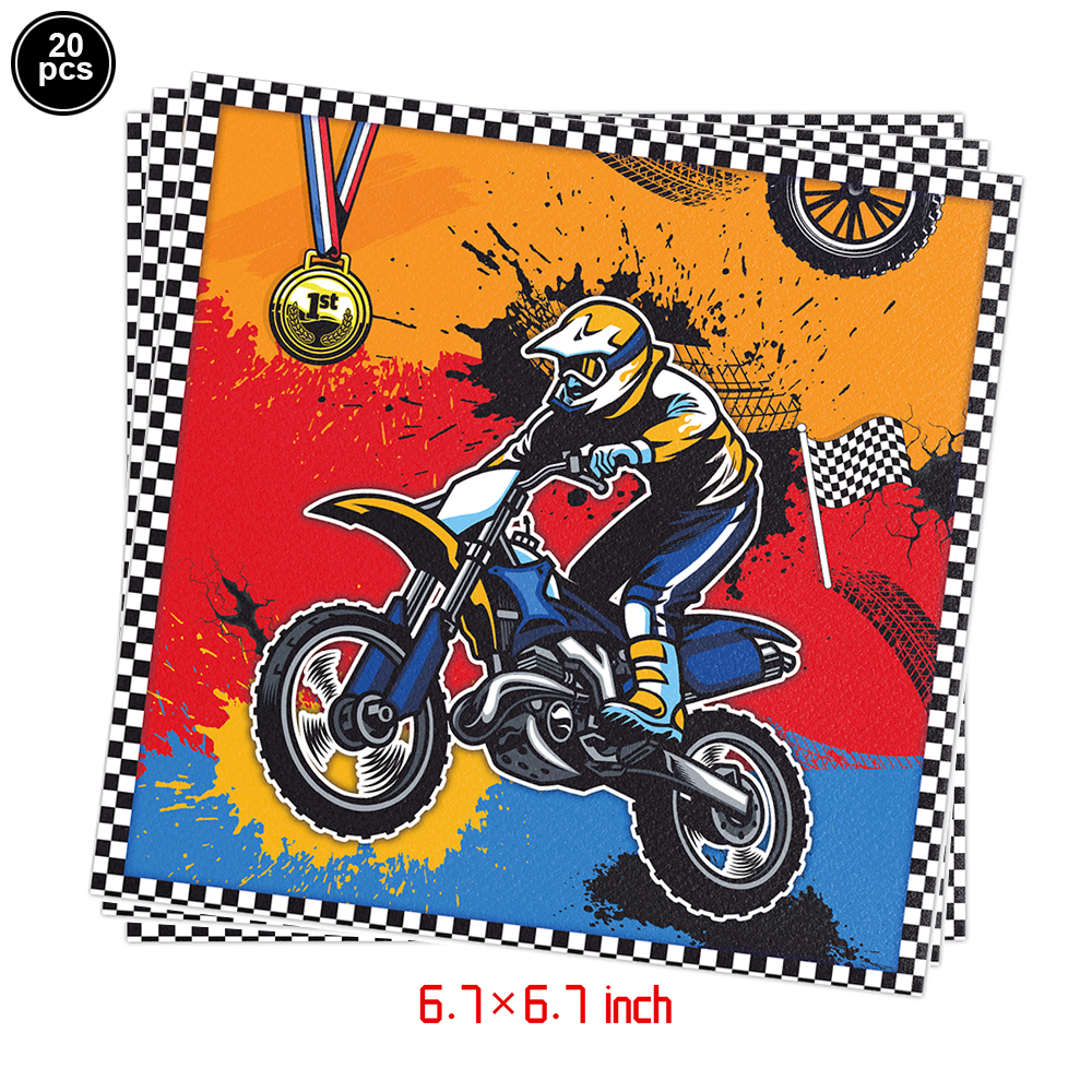Decoración de de cumpleaños de Motocross, adornos para magdalenas, pancarta de motocicleta, decoración de pastel para suministros de de cumpleaños para hombre o niño: Azul
