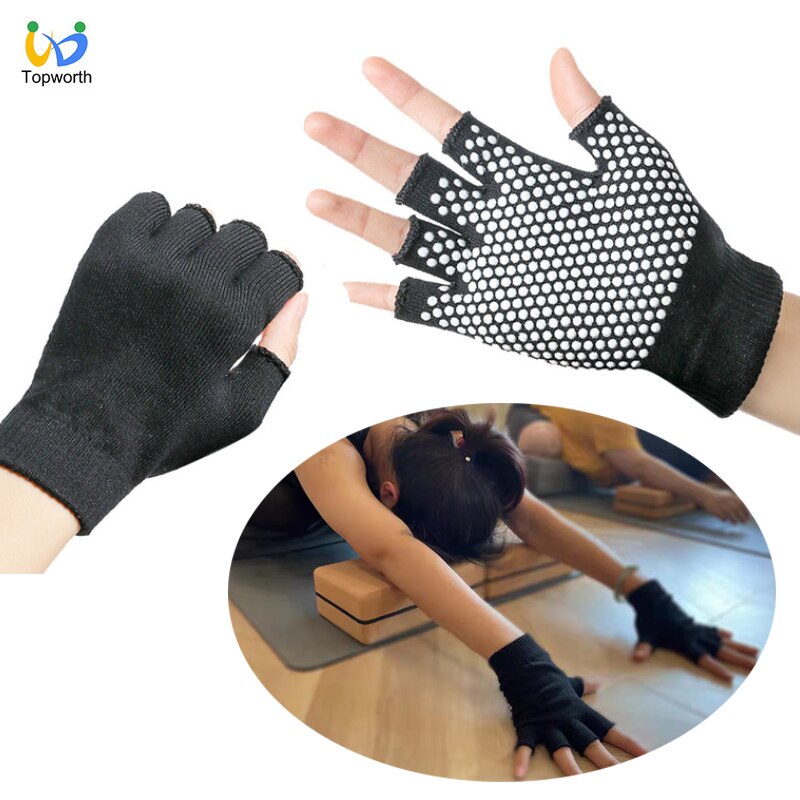 Gants de Yoga antidérapants pour femmes, 1 paire, pour Fitness, gymnastique, Pilates, équilibre, , entraînement, protection des mains, demi-doigt