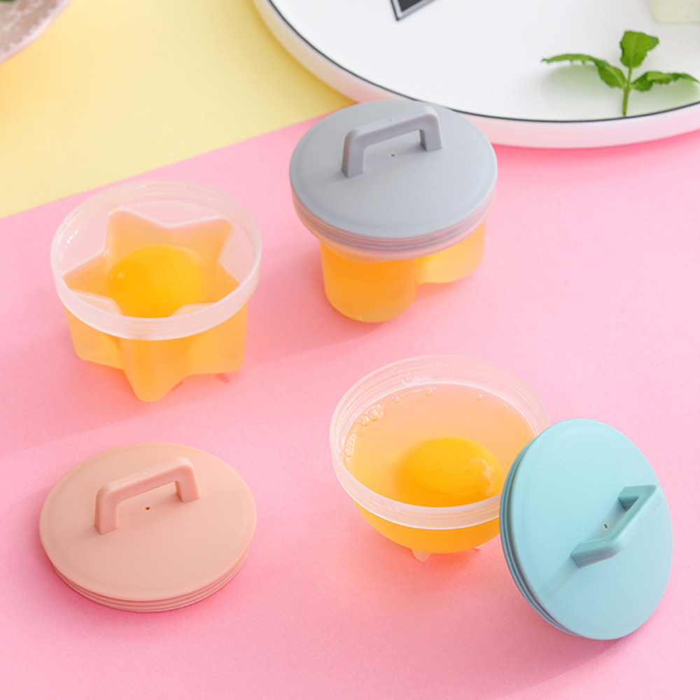 4 stks/partij Plastic Ei Stroper Pocheren Pods Egg Mold Kom Ringen Cooker Boiler Cuit Keuken Koken Gereedschap Pannenkoek Maker Met deksel