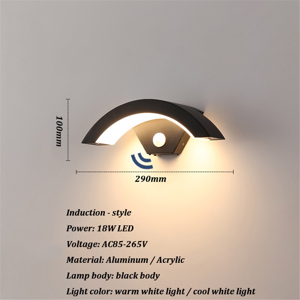 Applique Murale Imperméable en Aluminium au Moderne, Luminaire Décoratif d'Extérieur, Idéal pour un Jardin, une Véranda ou une Maison: Gris clair / Blanc froid