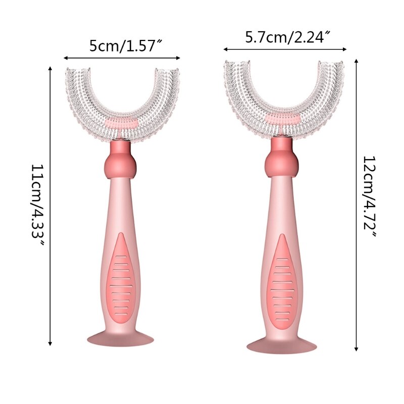 Crianças em forma de u escova de dentes de grau alimentício silicone macio cabeça da escova para crianças e crianças treinamento manual escova de dentes