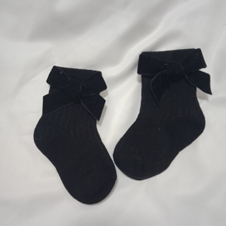 Tjejer tubstrumpor höst vår prinsessa spets rosett barn barn strumpor passar 1-10 år 1 par /2 st: Svart / S (1-3t)