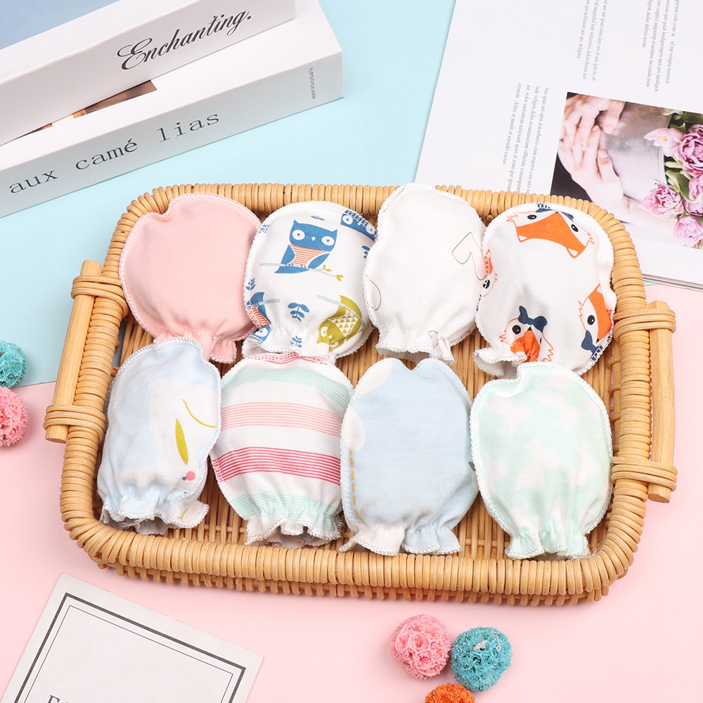 1 par ren bomull baby anti ripe hansker myke komfortable nyfødte hansker beskyttelse ansikt baby votter spedbarn tilbehør