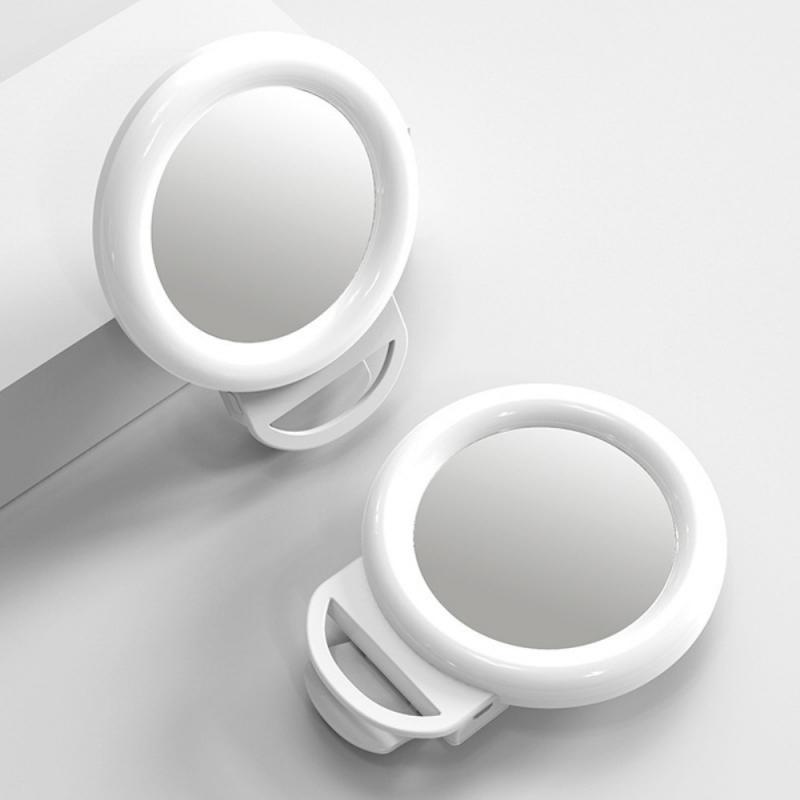 USB Charge LED Selfie anneau lumière éclairage supplémentaire nuit obscurité Selfie amélioration remplissage lumière clignote acessórios do celulaire: white
