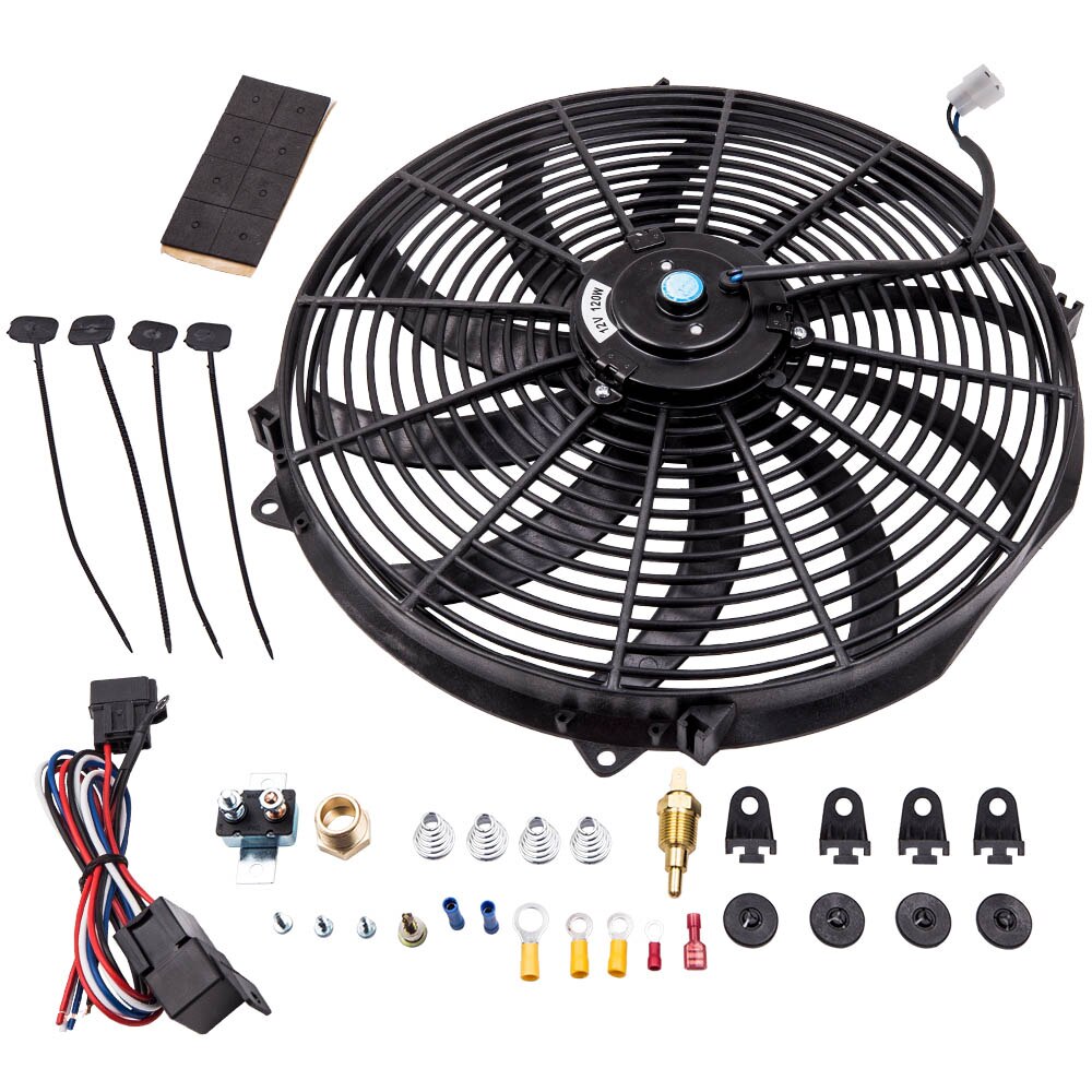 16 " 3000 cfm fläkt 10 blad radiator kylfläkt reversibel 12v termostat