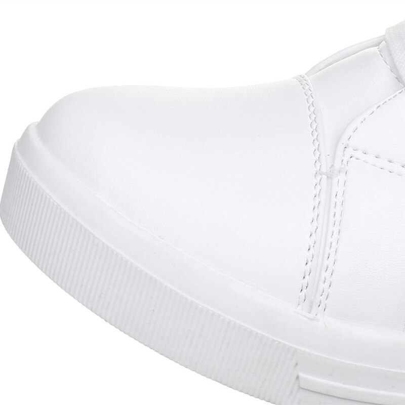 Baskets en cuir à semelle compensée pour femmes, chaussures à talons hauts, à bout pointu, blanches et argentées, C130