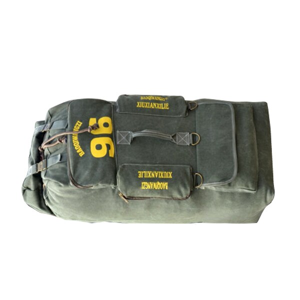 Viaje de lona multiusos, bolso cruzado, mochila de gran capacidad de 97L, bolsa de viaje de lona fuerte: Army green