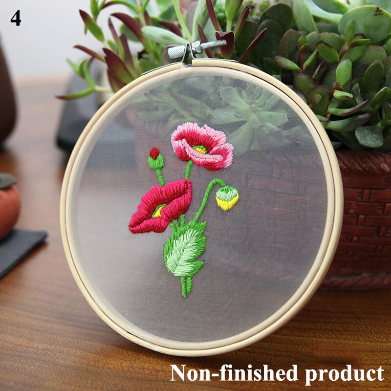 Kit de iniciación de bordado estampado para principiantes, Kit de pintura de flores artesanal, punto de cruz, productos no terminados, Kits de Material: 4