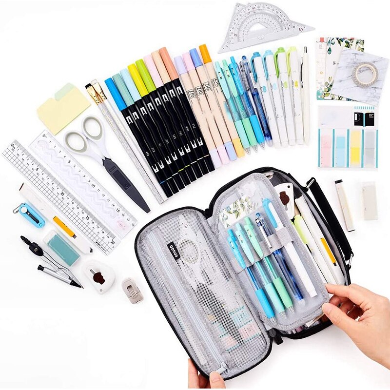 Angoo Etui Grote Capaciteit Etui College School Kantoor Grote Potlood Pouch Tas Voor Meisjes Jongens Tieners