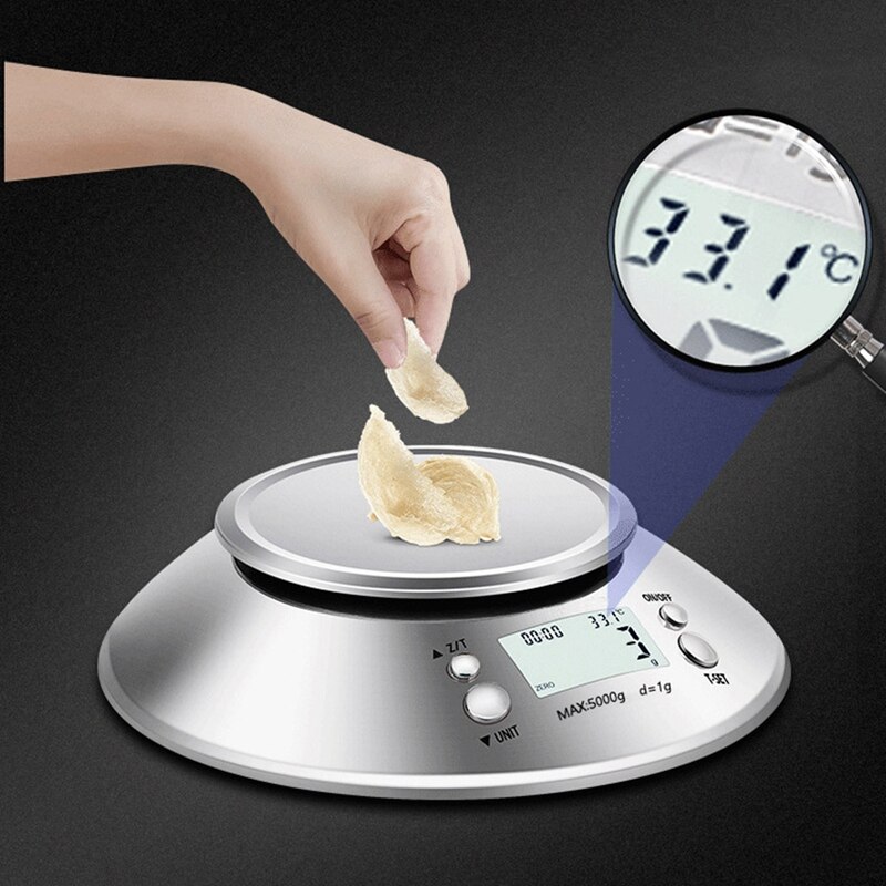 Digital Kitchen Scale for Cooking and Baking,Multifunction Food Scales with Removable Bowl 2.15L Liquid Volume 11Lb/5Kg