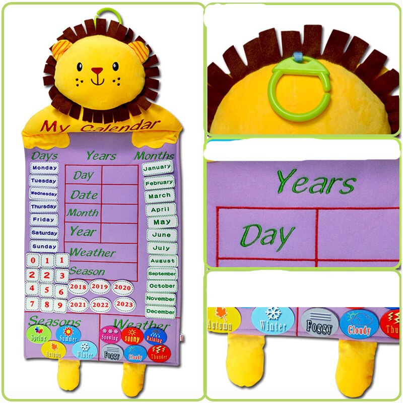 Børnekalender legetøjstid læring vejr sæsoner tidligt pædagogisk stof hængende kalendere kalendere educatif legetøj til børn