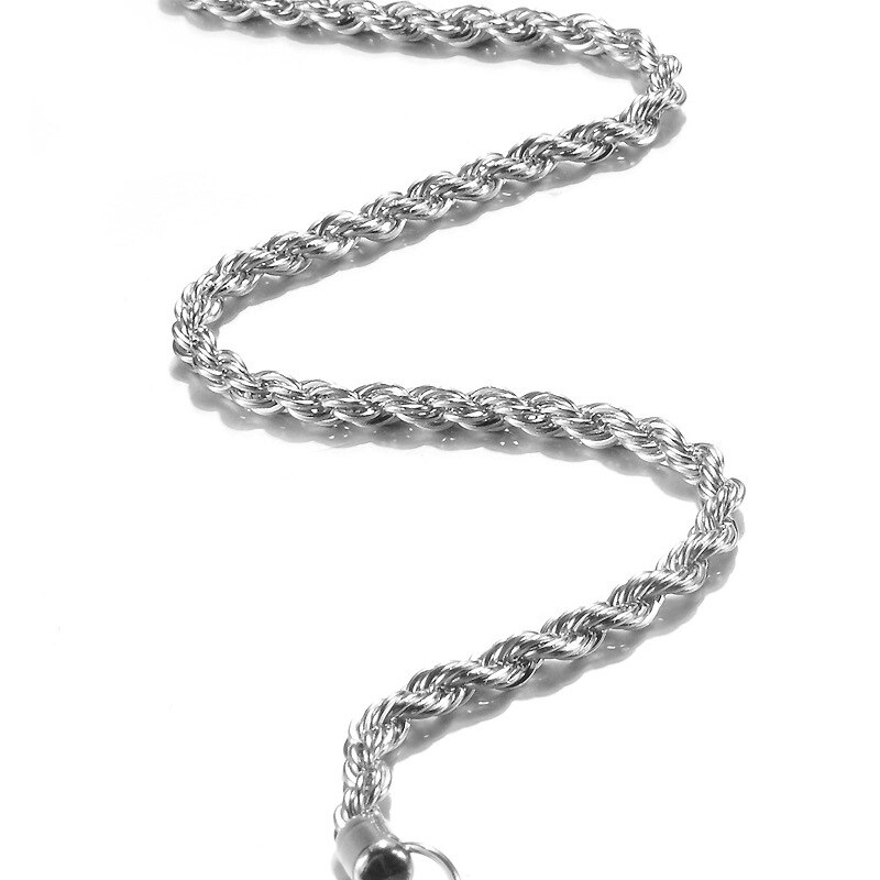 2-4MM Silver plated Twisted Rope Chain For Women Men Silver Choker Necklaces Jewelry 16-30 Inches