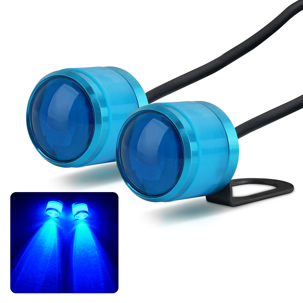 Foco estroboscópico intermitente para motocicleta, luz LED DRL para conducción, lámpara de espejo de ojo de águila, accesorios estroboscópicos para Moto ATV, 2 uds.: Negro