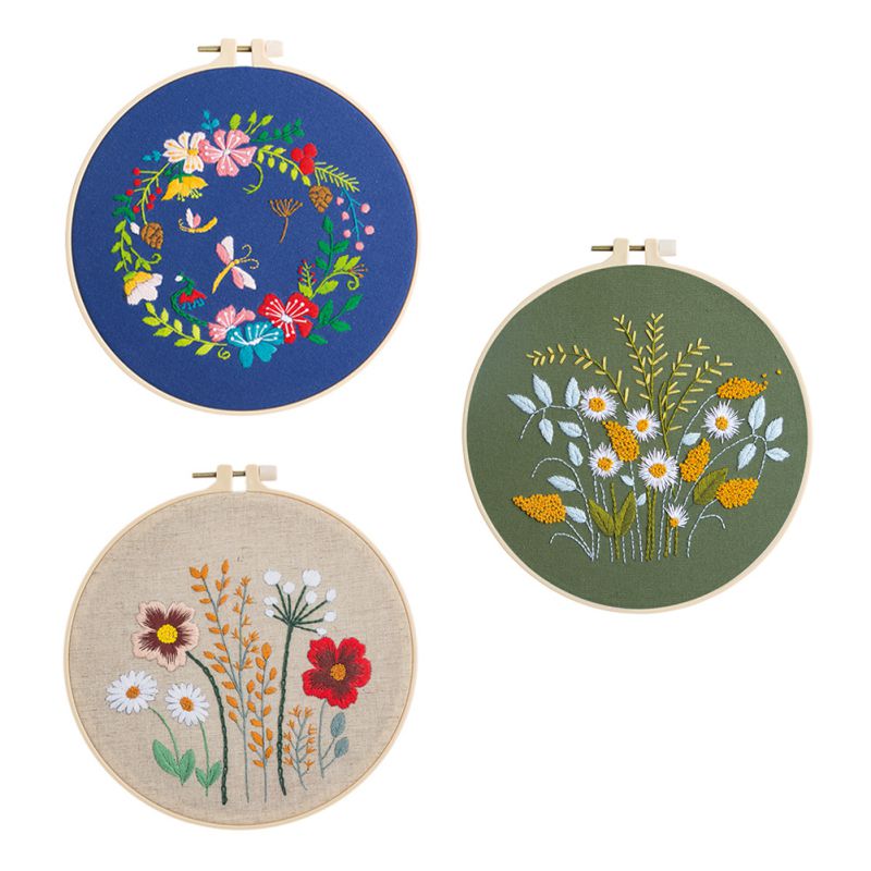 Diy Borduurwerk Bloem Handwerk Handwerken Voor Beginner Kruissteek Ambachten Hand-Gestikt Decor Schilderen Borduren Home Deco: L 3PCS
