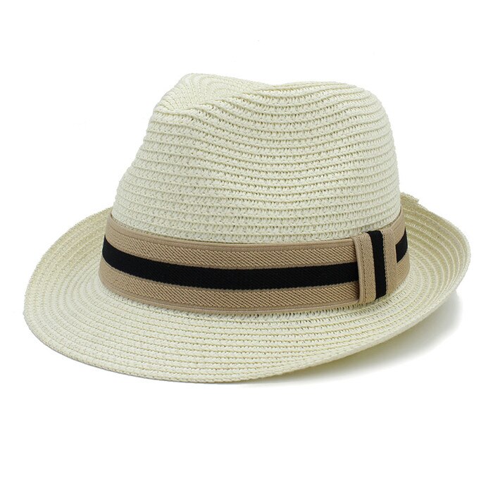 Classic Summer Women Men Toquilla Straw fedora Hat Queen Homburg Panama Cap Gentleman Dad Godfather Hat: Cream