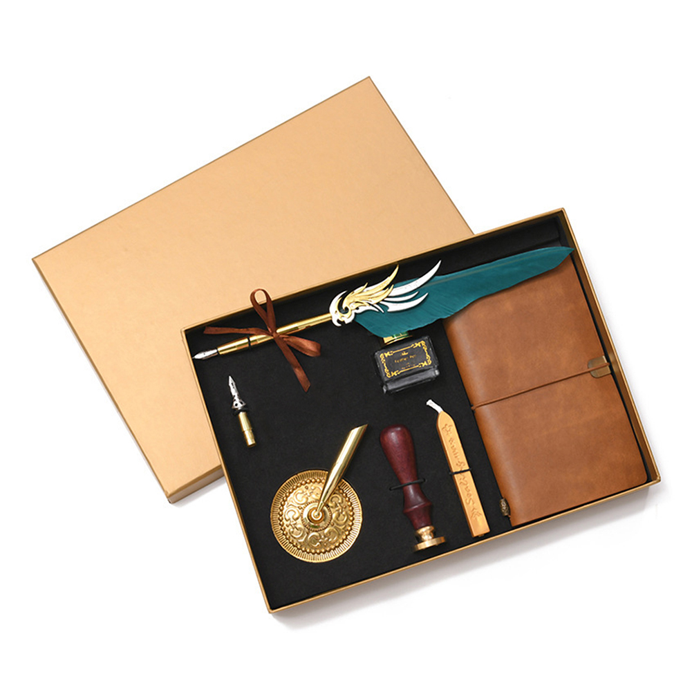 Kalligrafie Veer Dip Pen Schrijven Inkt Set Briefpapier Box Met 5 Nib Bruiloft Quill Pen Desi Fontein Bruiloft Pennen: 09