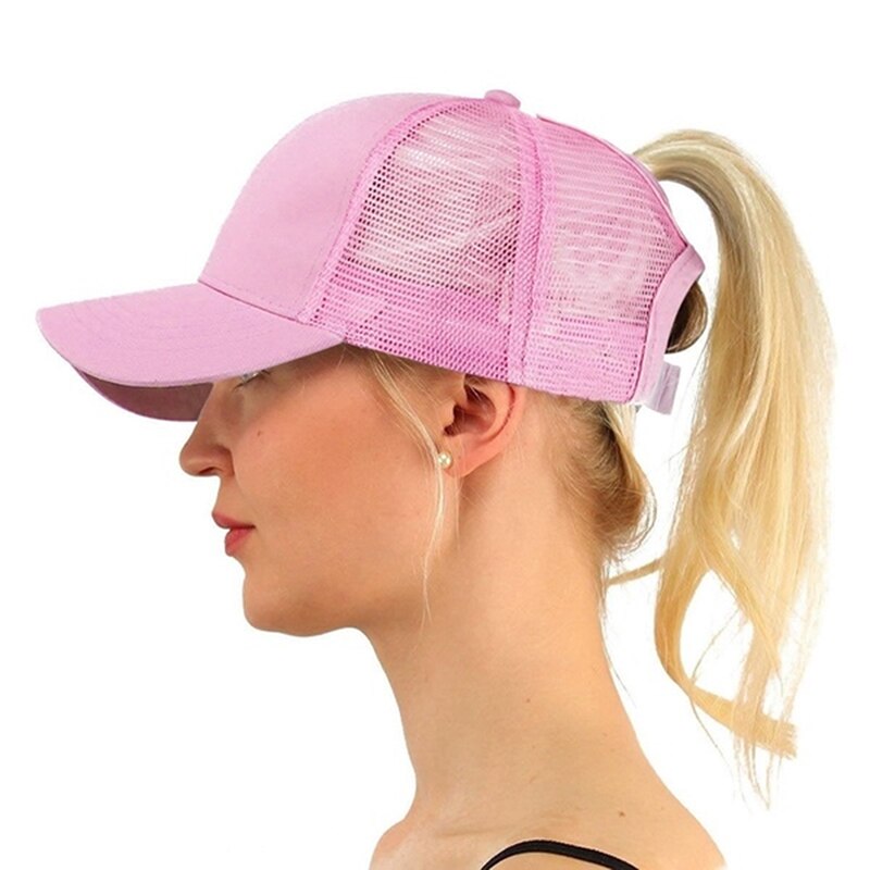 Femme réglable Hip Hop chapeaux queue de cheval casquette de Baseball femmes Snapback chapeau maille casquettes été respirant maille soleil chapeau