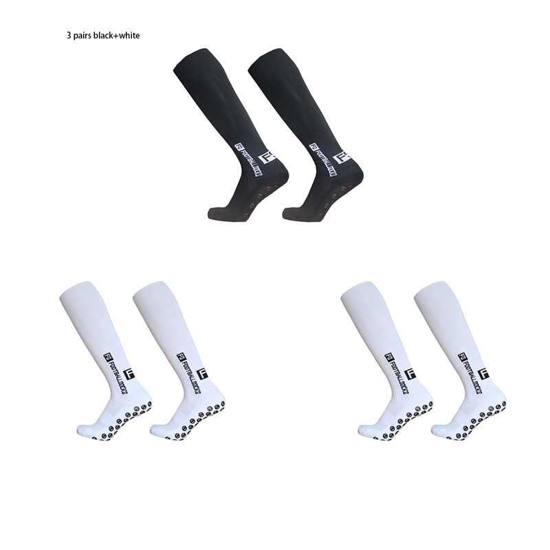3pairs/set sport piłka nożna skarpety mężczyźni kobiety FS długa rurka skarpety piłkarskie silikonowy uchwyt antypoślizgowy skarpetki: 1black 2white