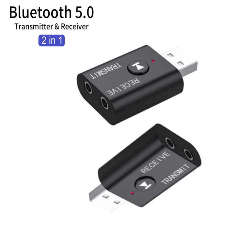 Receptor de áudio sem fio e transmissor, dupla função adaptador, Dongle USB, alto-falante, fone de ouvido, carro, BT5.0: Default Title