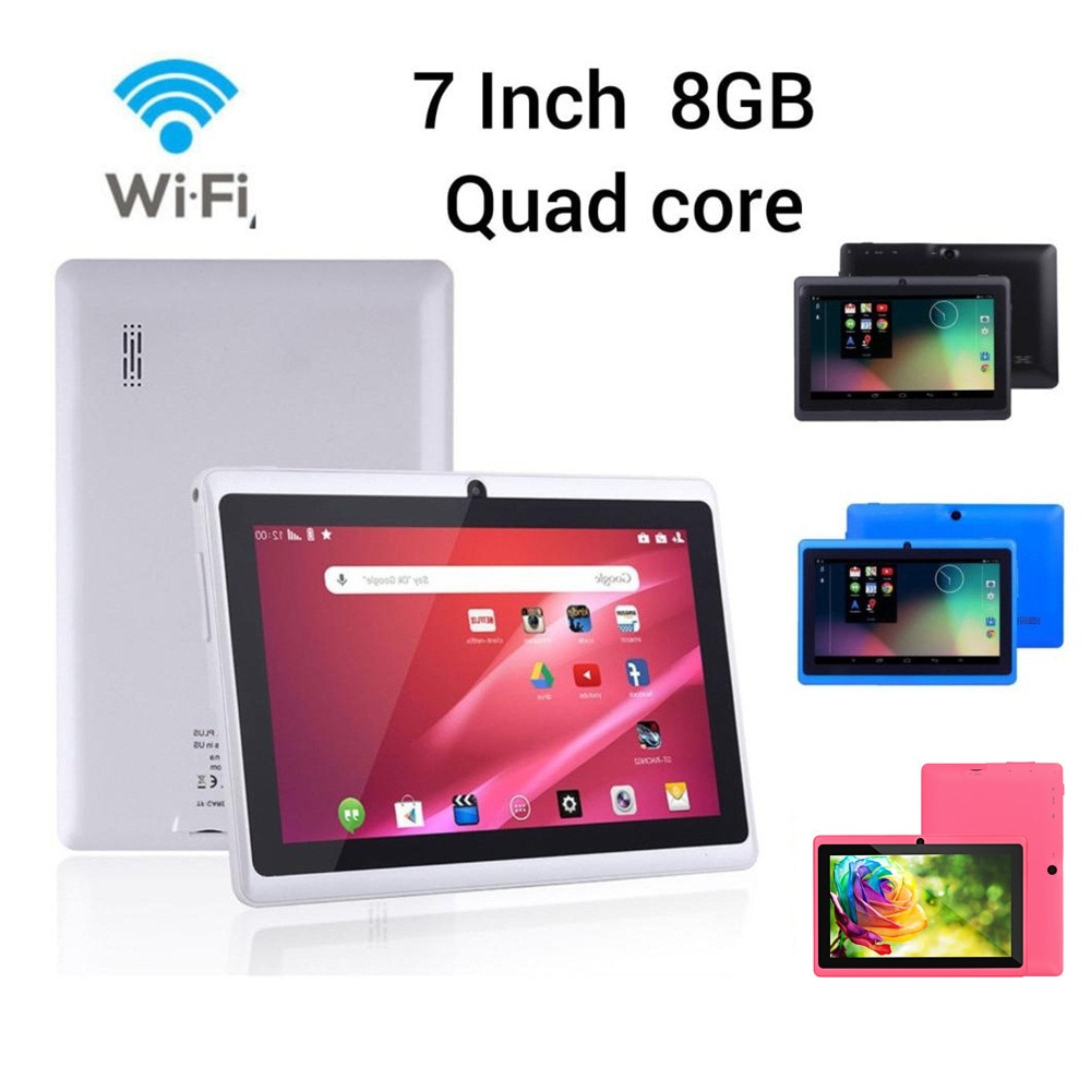 7inch WIFI android Tablet PC Dual Camera Bluetooth support External 3G TF Card Q8 Q88 Allwinner Quad core 512M 4GB 8GB