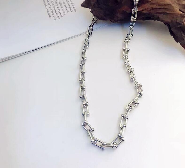 U-shaped women thick chain exaggerated hip-hop clavicle chain luxury simple sweater chain metal bravelst jewelry set