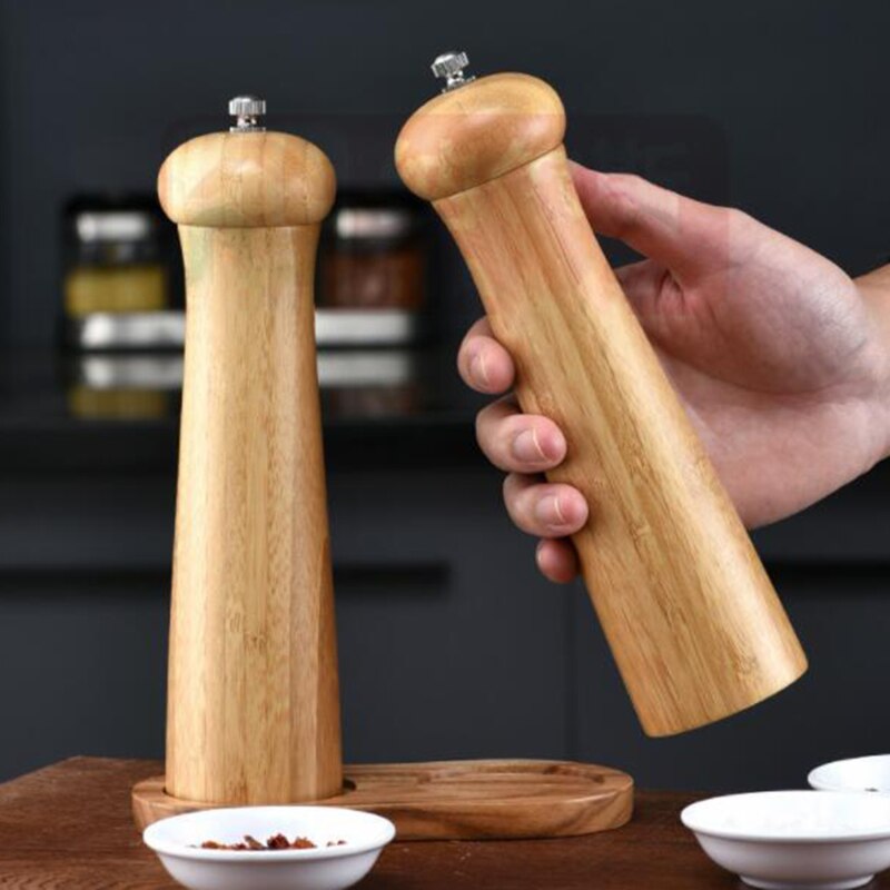 Zout En Peper Molen Massief Houten Spice Pepermolen Met Sterke Verstelbare Keramische Molen Keuken Kookgerei Mode: 8 inch two