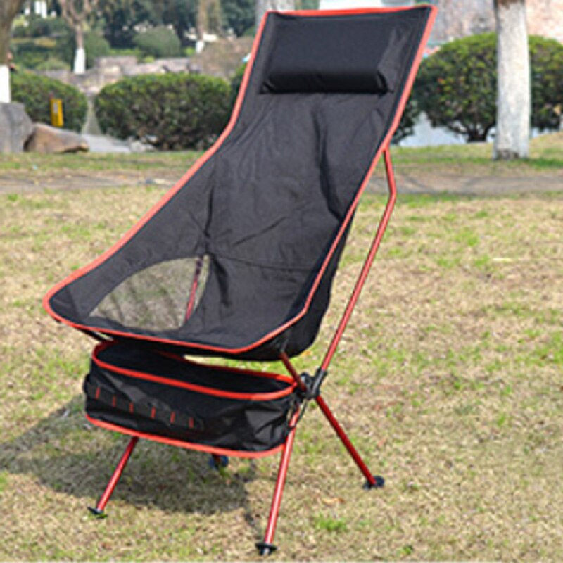 Foldbar campingstol fiskeri bbq vandreture ultra let stol udendørs værktøj stærk høj belastning 150kg strand picnic foldestol  od013: Rød