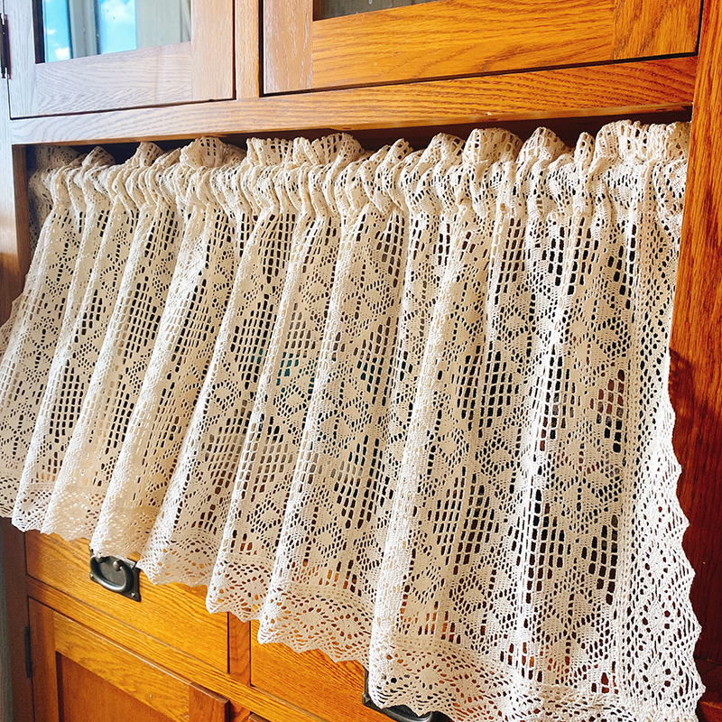 País da américa crochê oco cortinas curtas para cozinha geometria manual meia cortinas para porta e janela # a136