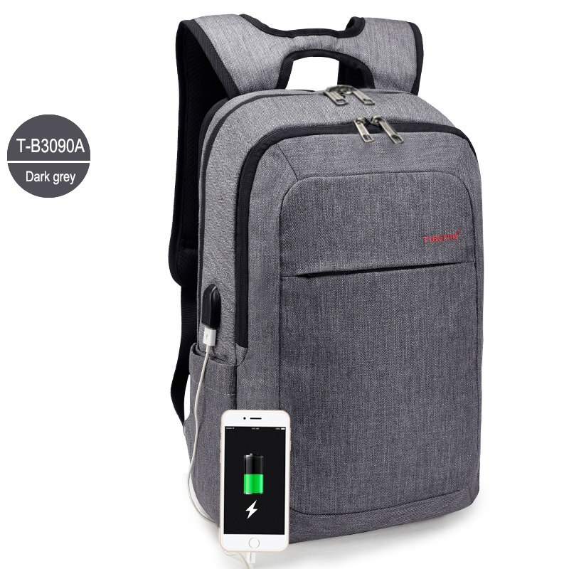 Tigernu Männlichen Rucksack Tasche 15,6 Zoll Laptop Notebook Mochila für Männer Splash Zurück Pack Tasche Schule Rucksack Für Frauen: Grey USB