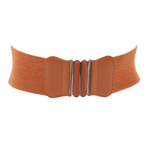 Cinturón de cuero PU ancho para mujer, cinturón de faja elástica con hebilla cuadrada, negro, cinturón decorativo: Dark brown