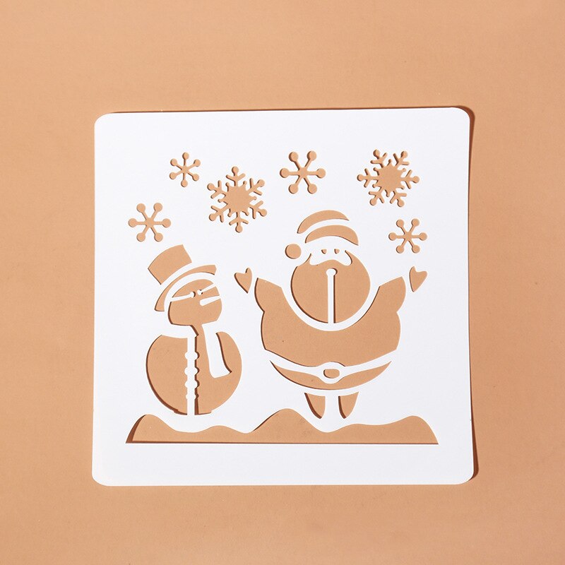 EZONE, regla de pintura de Navidad, de alce, de Navidad, Forma del árbol, plantilla hueca, sello, herramienta de dibujo DIY, papelería de Estudiante: 7