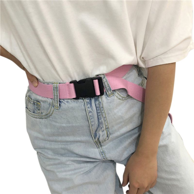 Kvinder mænd firkantet enkel alsidig plast spænde vævet lærred nylon bælte neutral blød enkel bælte