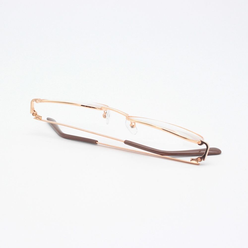 Reading Glasses Lens Rimmed Gold Frame Metal Eyeglasses +1.0 - +4.0 Travel Accessories