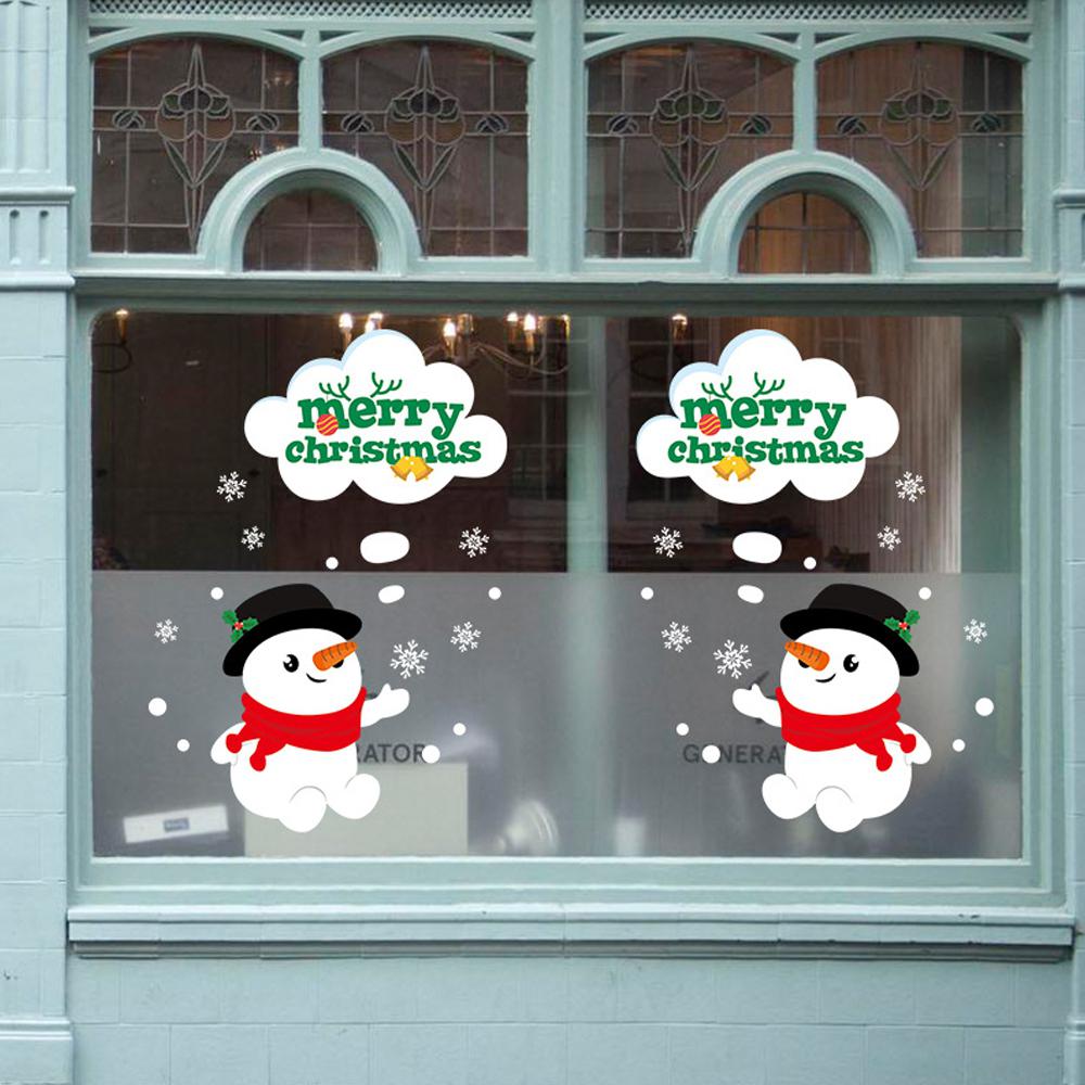 Double-sided Christmas Snowman Door Stickers Living Rome Window Storefront Glass Decoration Sticker