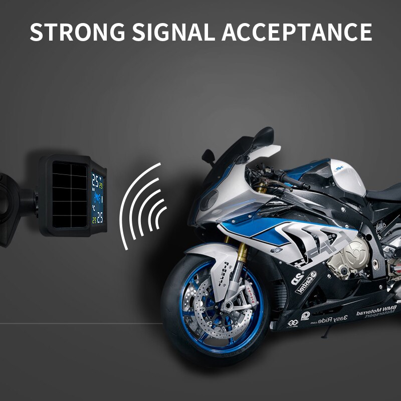 Motorcykel indbrudstyv alarm solsystem dæktryk overvågningssystem tpms 2 ekstern sensor dæk temperatur sikkerhed overvågning