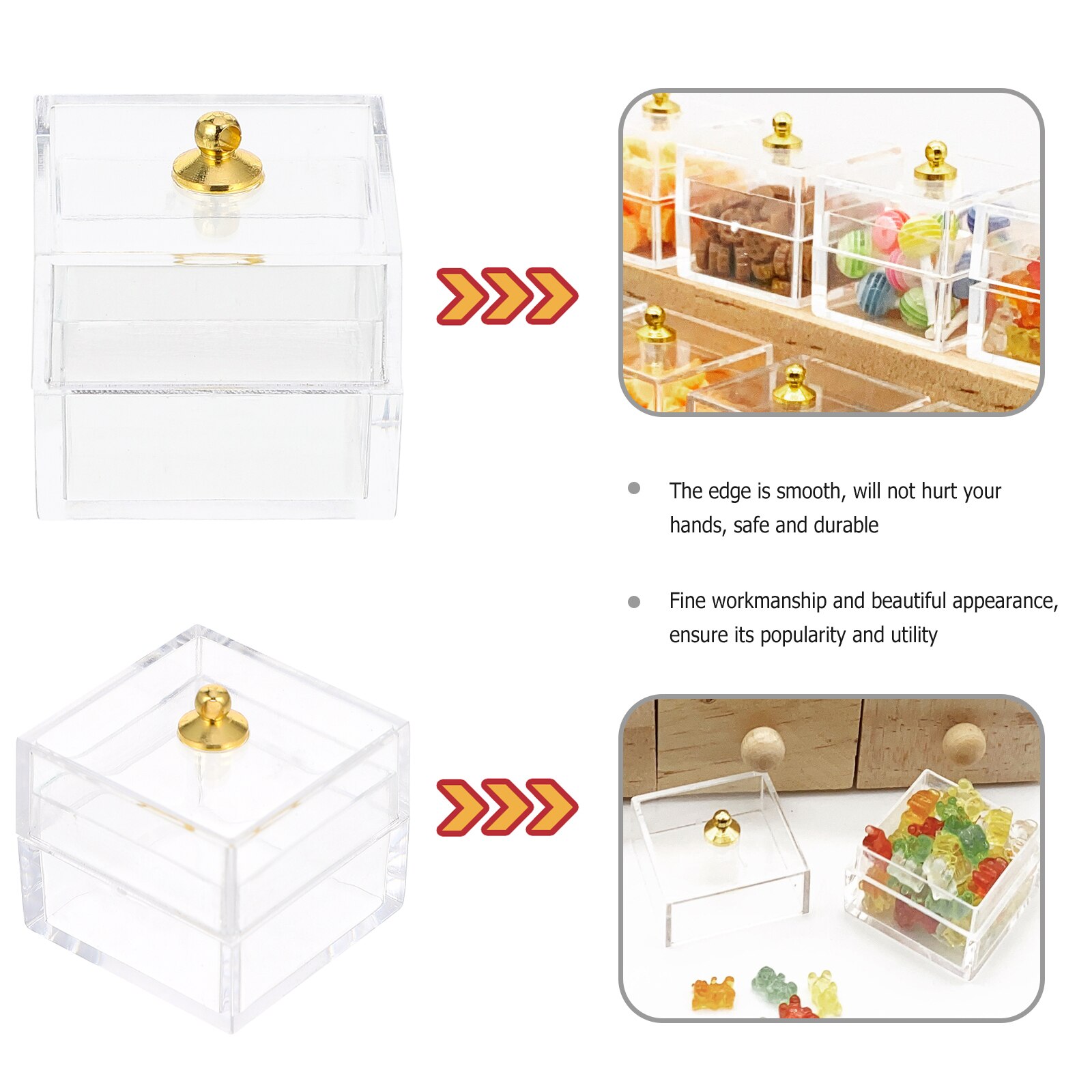 10Pcs Candy Display Box Plastic Storage Case Mini Adornment (Transparent)
