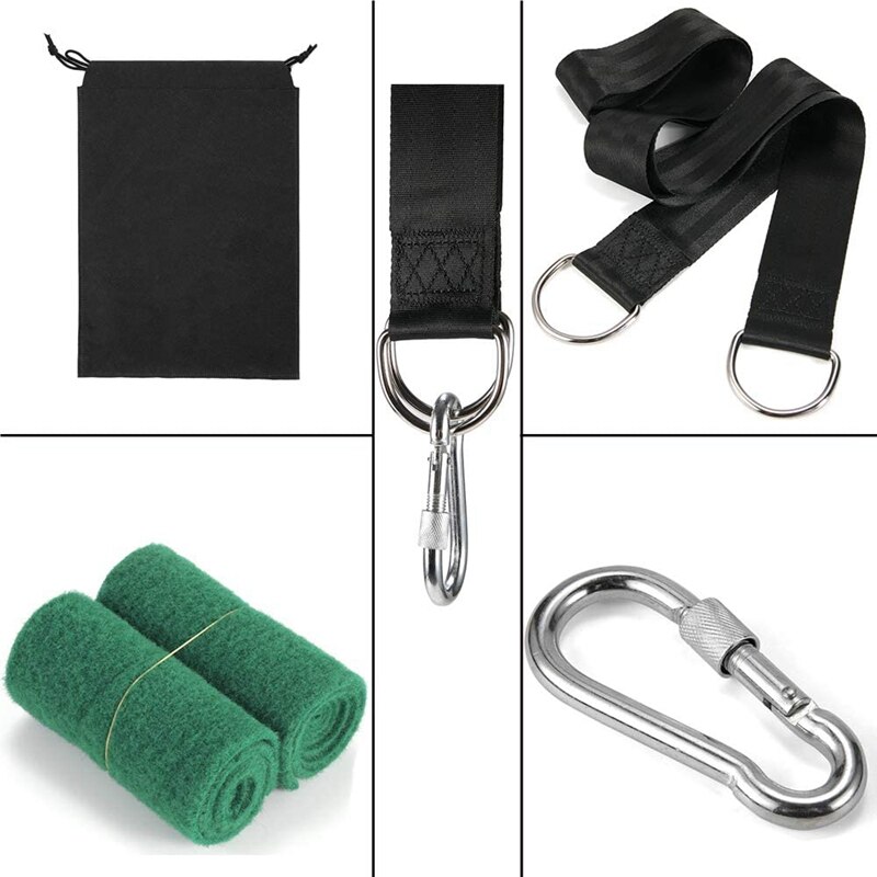 Outdoor Hammock Tree Swing Hanging Straps Kit 5Ft with Lock Hooks for Courtyard Garden Entertainment Game Playing