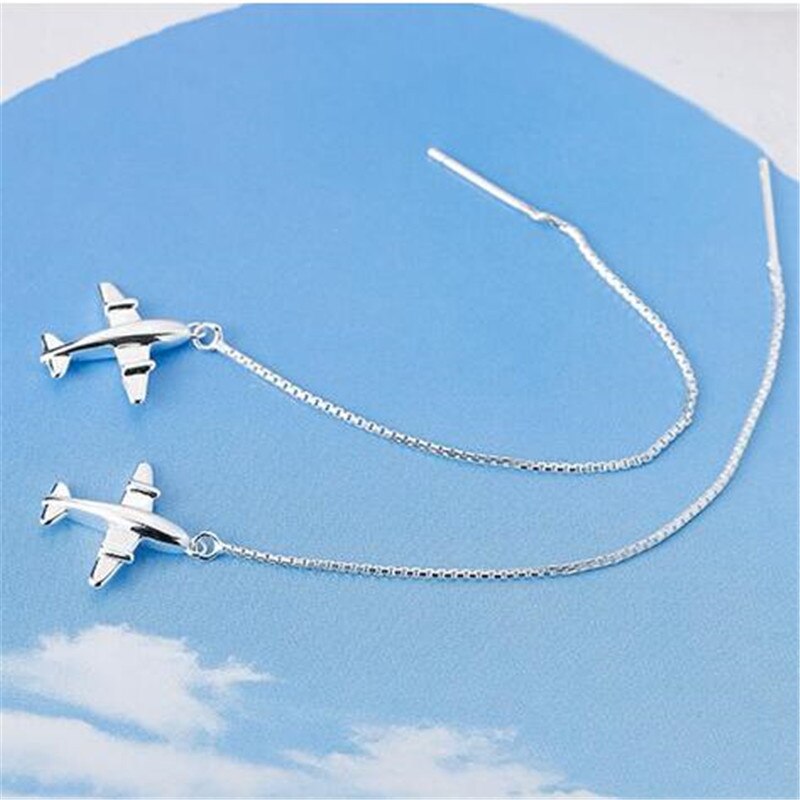 Personlighedsfly 925 sterling sølv smykker øre linje populære søde kvinder dingle øreringe  se363