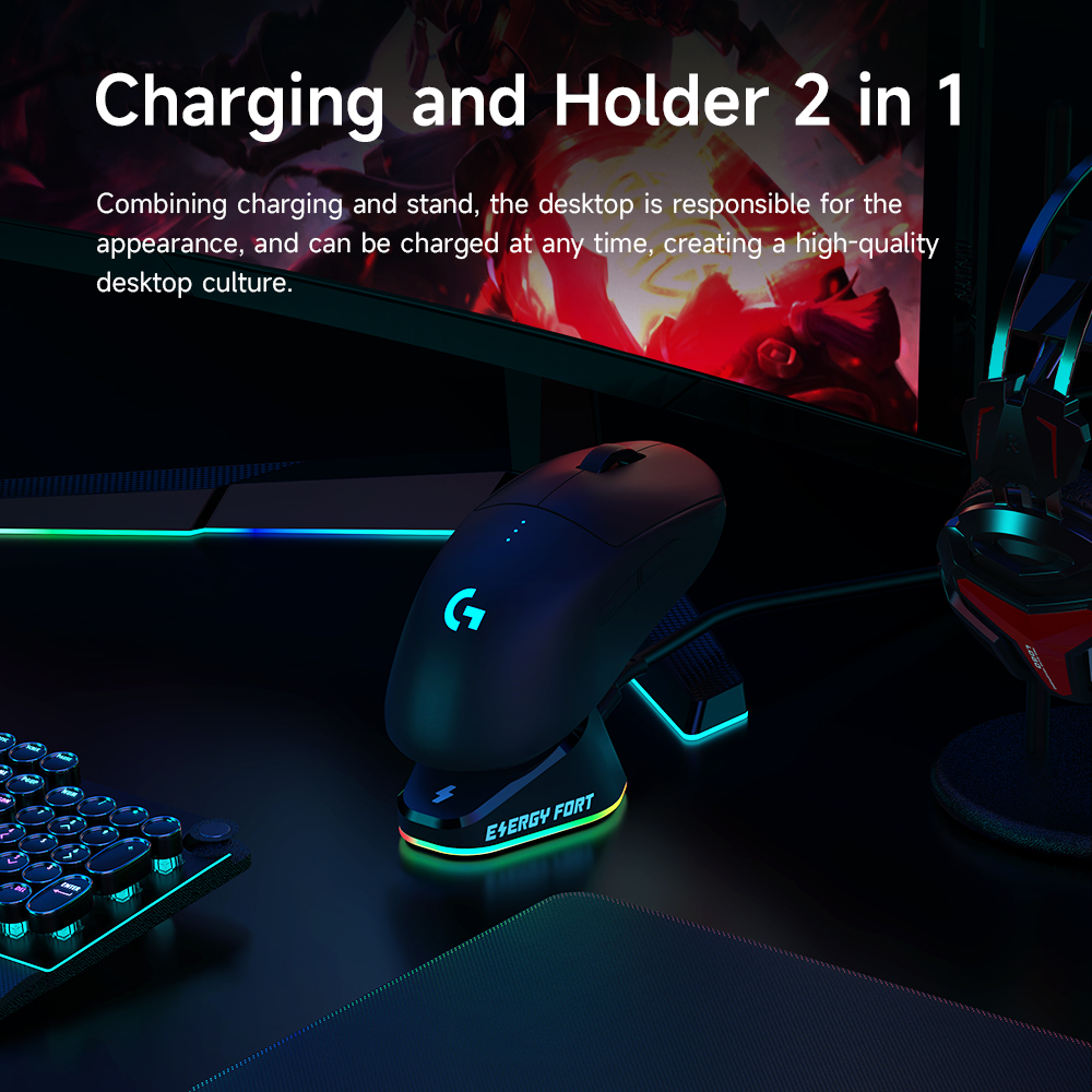 Gaming mus trådløs oplader dock til logitech  g502 lightspeed g pro x powerplay  g703 g903 gpw 2 razer deathadder  v2 naga pro