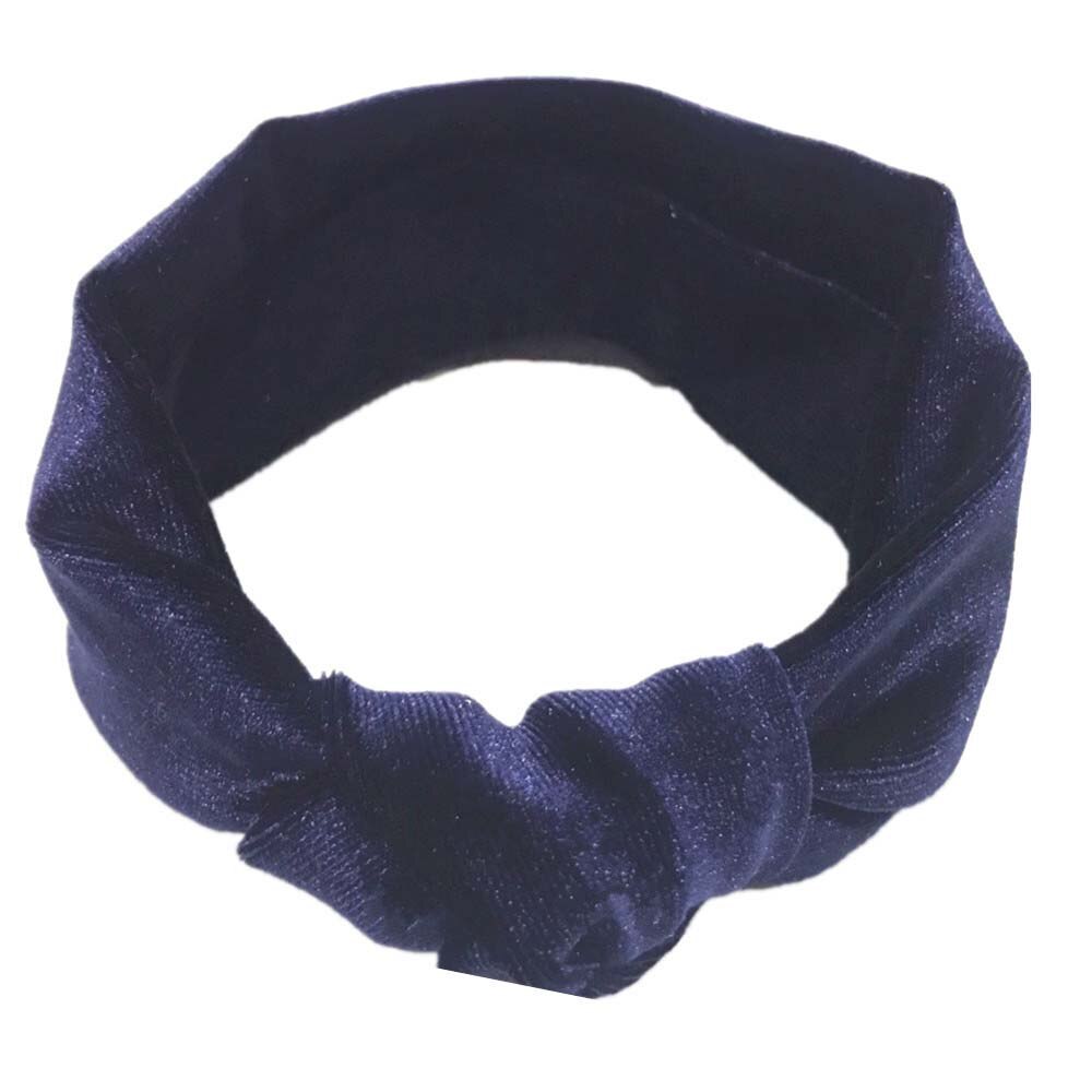 Linda diadema de terciopelo con lazo grande para niña 11 colores turbante anudado cinta para el pelo para infantes accesorios para niños: blue