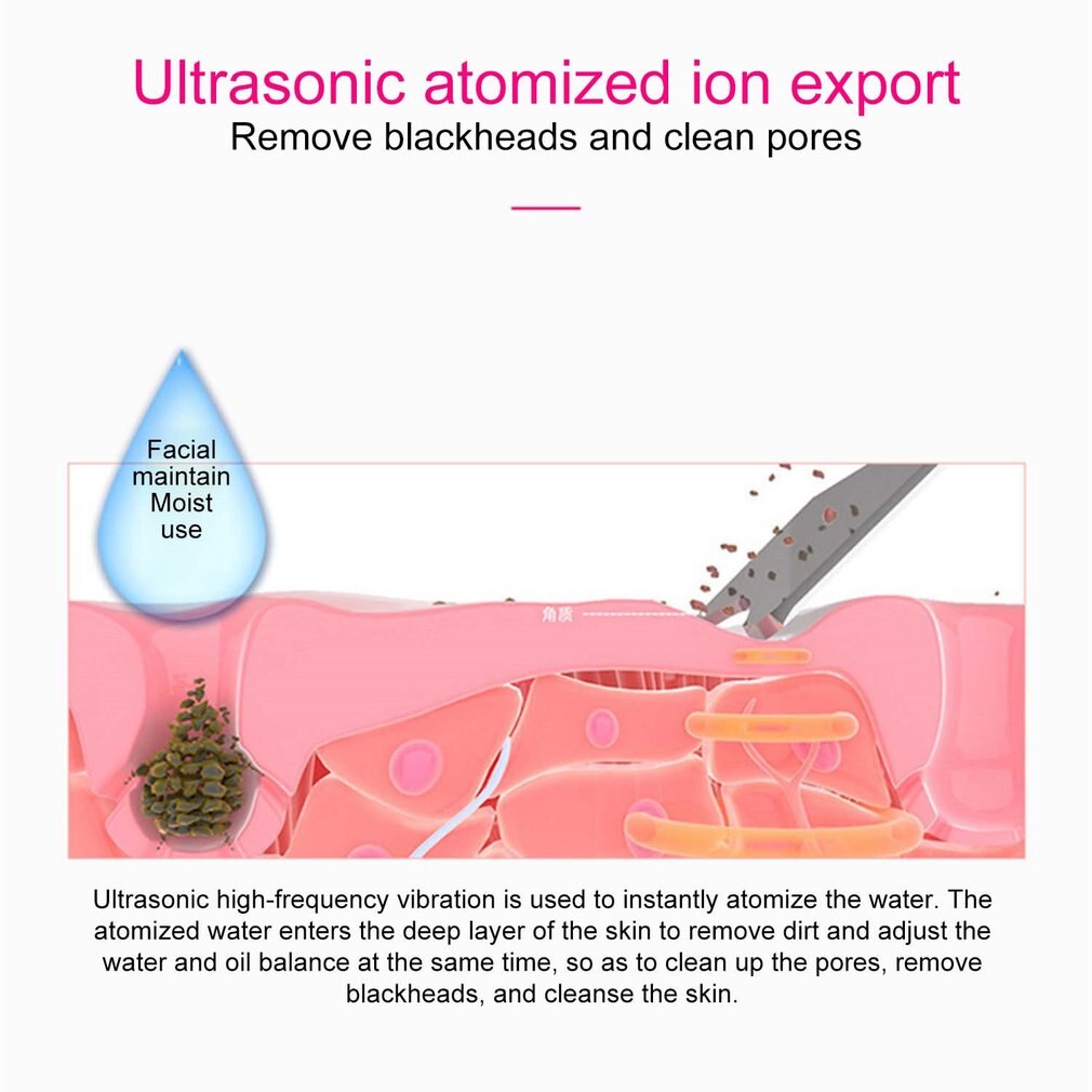 Ultrasonic Deep Face Cleaning Machine Skin Scrubber Peeling Shovel Facial Pore Cleaner Lift Machine Beauty Instrument