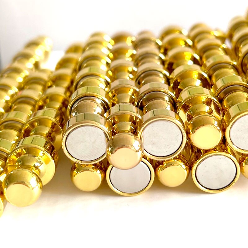 20Pcs Gold Magnet Pins For Refrigerator Strong Magnetic Push Pin School Kitchen Tool Portable White Board Cones Home Office