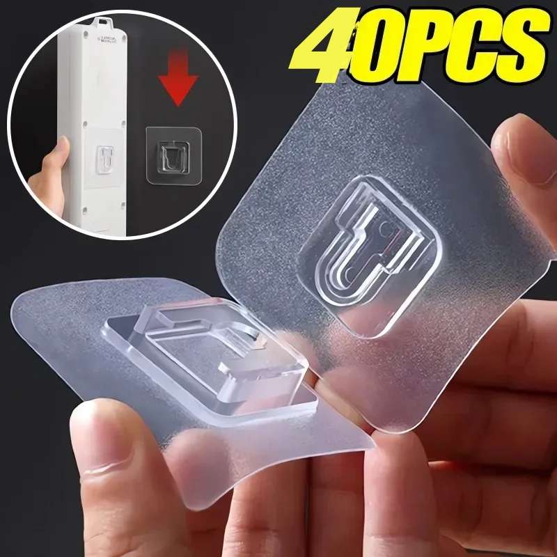 Doppelseitige selbstklebende Wandhaken, transparenter doppelseitiger Haken für Küche, Badezimmer, Aufhänger, Stecker, Sauger, Halter, Organizer