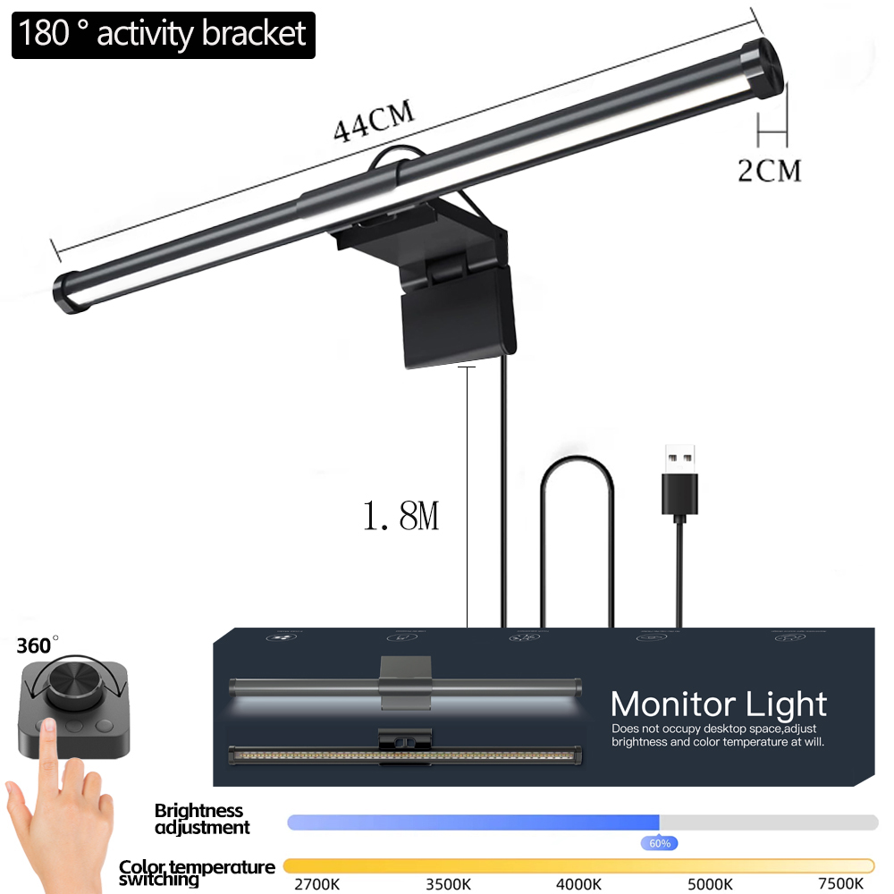 Rgb-skrivebordslampe skjermlysbjelke øyepleie trinnløs dimming belysning led-bordlampe pc-skjerm skjermlysbjelke for arbeid/spilling: Grønn