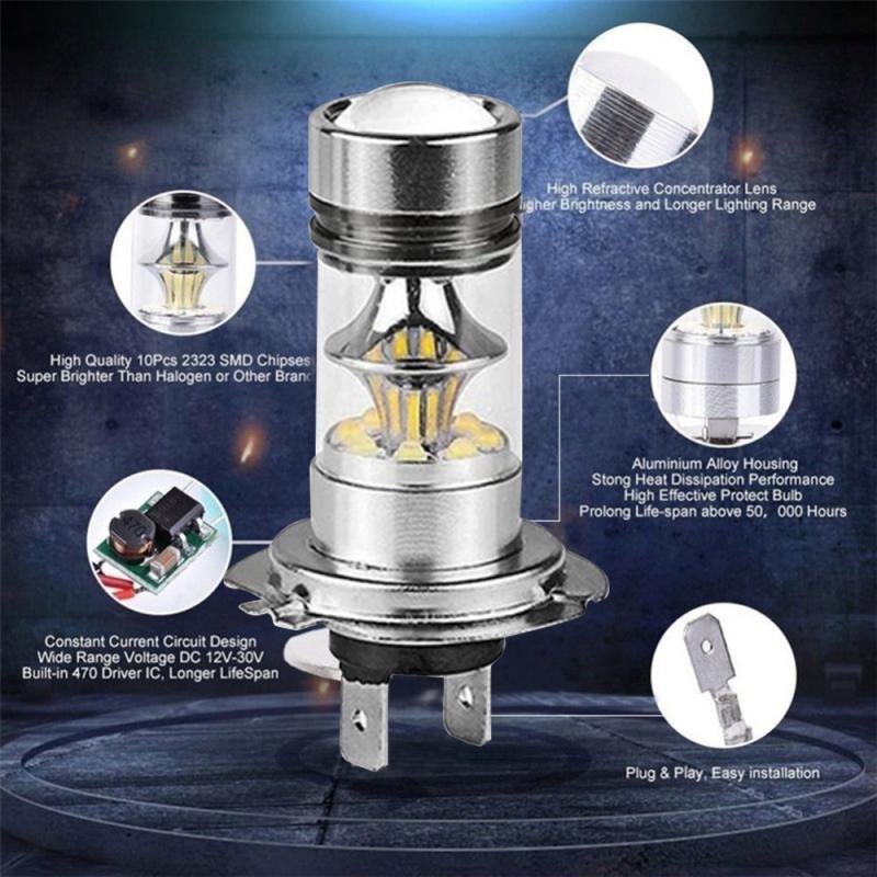 2Stck 100W H4 H7 H1 H11 H3 H8 LED Auto Tagfahrlicht Fahren Nebel Licht Lampe 6000K Auto Fahren Scheinwerfer Hohe Abblendlicht Birne
