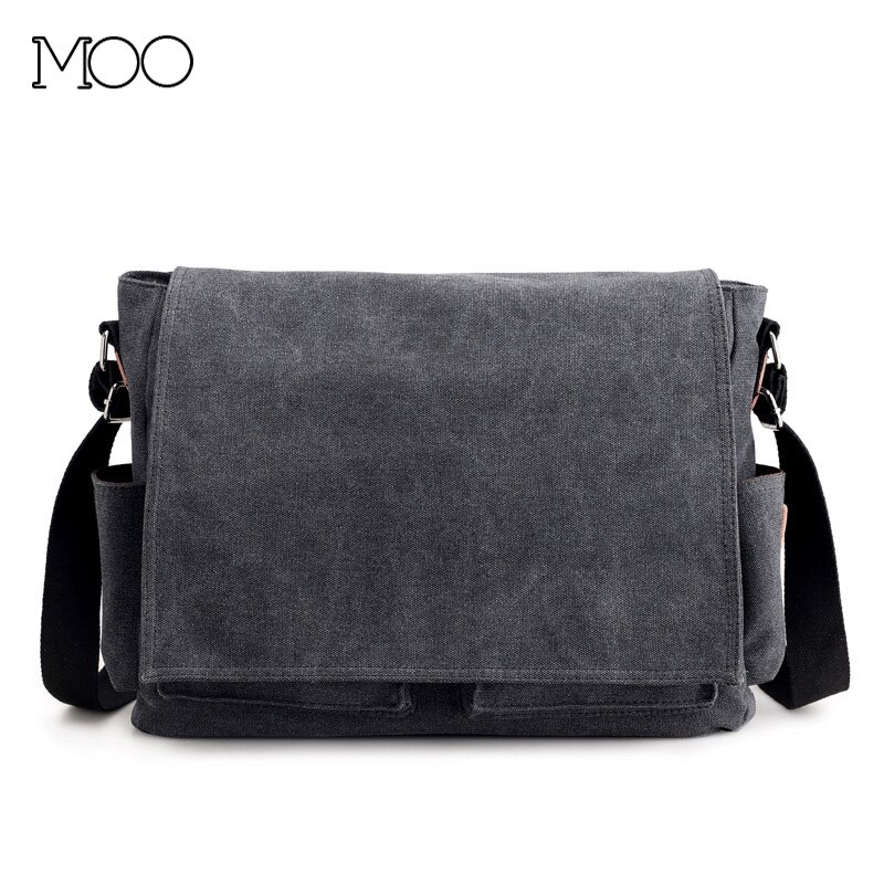 Canvas tas herentas heren grijs bruin effen kleur stoffen schoudertas grote capaciteit heren schoudertas voor laptop computer notebook
