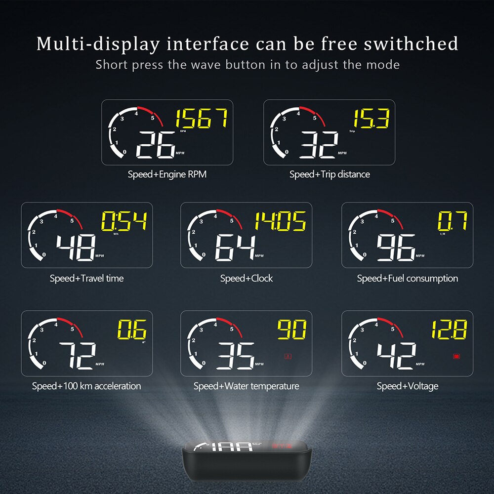 M10 A100 Windshield Projector Driving Safety Car HUD Display OBD2 Overspeed Warning Intelligent Alarm System Car-styling